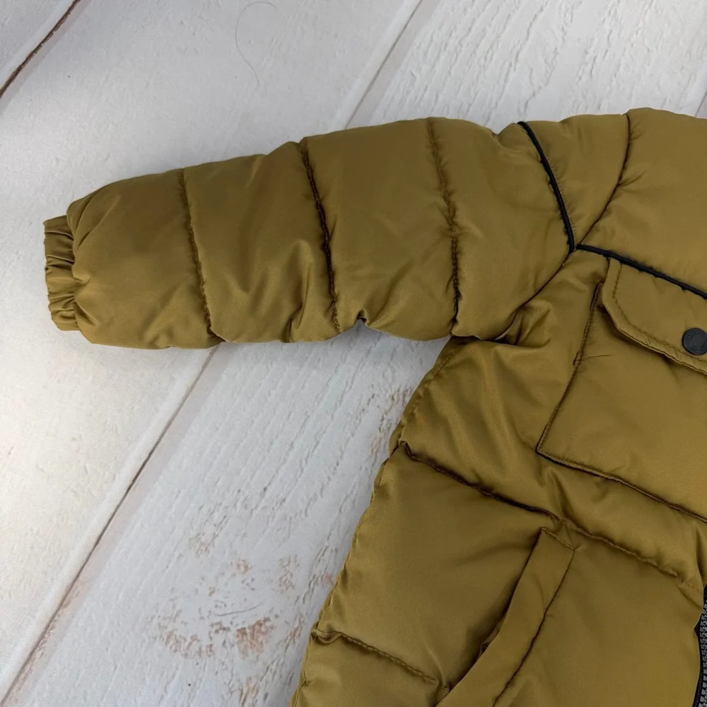 iXtreme‎ Boys Puffer Jacket 4T Tan Hooded Plaid Lined Coat